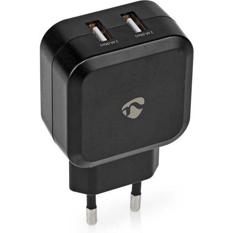 Nedis WCHAU484ABK Wandoplader 4,8 A 2 Uitgangen Usb-a Zwart