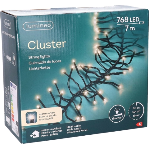Lumineo Cluster LED Verlichting Binnen/Buiten 6M 768 LEDs IP44 Dimbaar