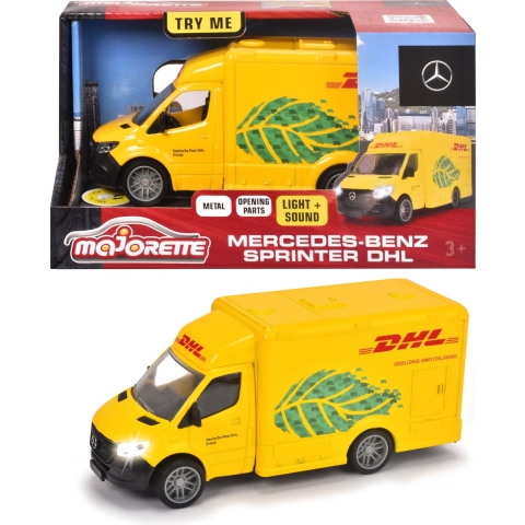 Majorette Grand Series Mercedes-Benz Sprinter DHL Metaal Licht en Geluid 12,5 cm Speelgoedvoertuig
