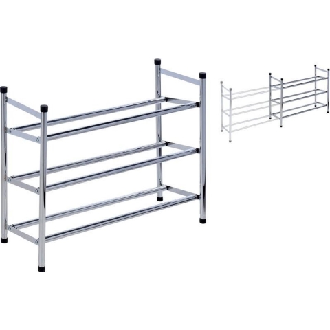 Uitschuifbaar Schoenenrek 3-Laags RVS 61,5-115x50 cm