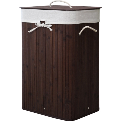 Homestyle Pro Rechthoekige Bamboe Wasmand 40x30x60 cm Bruin/Wit