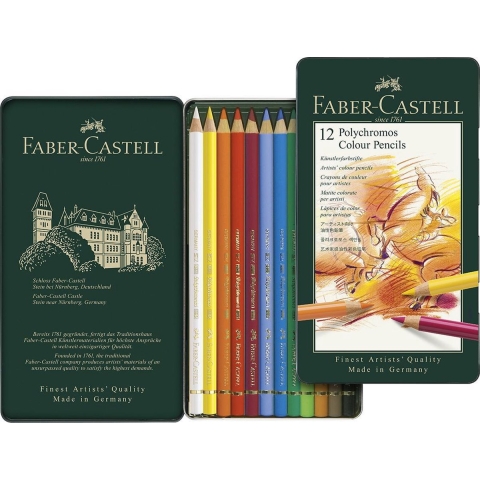 Faber Castell FC-110012 Kleurpotlood Polychromos 3,8mm Kerndikte Etui à 12 Stuks
