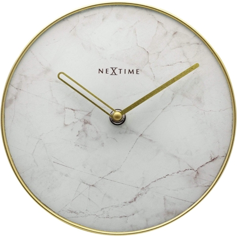 NeXtime NE-5222WI - Tafelklok - Ø 20 Cm - Glas / Metaal - Wit - &apos;Marble&apos;