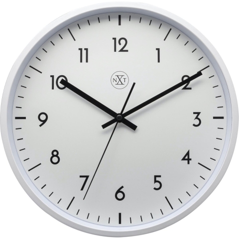 NeXtime NX-7320 Wandklok NXT Diameter 30cm Kunststof Wit, Witte Wijzerplaat