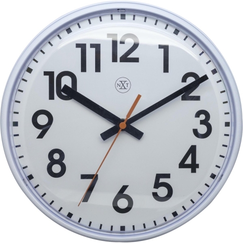 NeXtime NX-7308WI Wandklok NXT Diam. 26cm Kunststof Wit, Witte Wijzerplaat