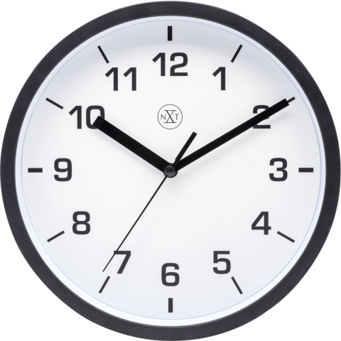 NeXtime NX-7321ZW Wandklok NXT Diameter 20cm Kunststof Zwart, Witte Wijzerplaat