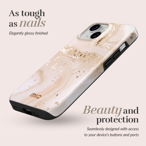 MIO By Mobilize Magsafe Compatible Telefoonhoesje Voor Apple Iphone 16 Pro Max Gold Marble