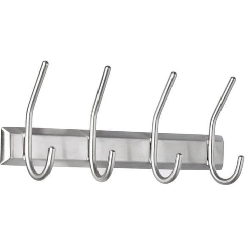 Alco AL-2841 Wandgarderobe Zilver 4 Haken Incl. Bevestigingsmateriaal