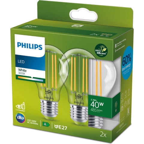 Philips LED Lamp 40W E27 Warm Wit 2 Stuks