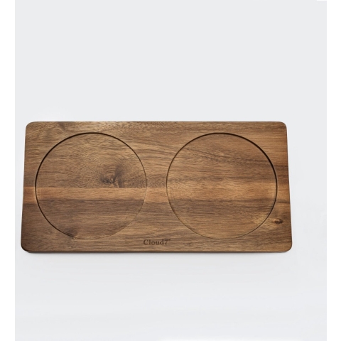 Cloud7® Voerbak-onderlegger Wooden Dog Station, bruin, Maat: S