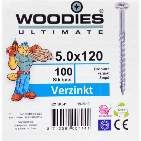 Woodies Ultimate 5,0x120/70 vk pz2 verzinkt | 100 stuks - 62150641