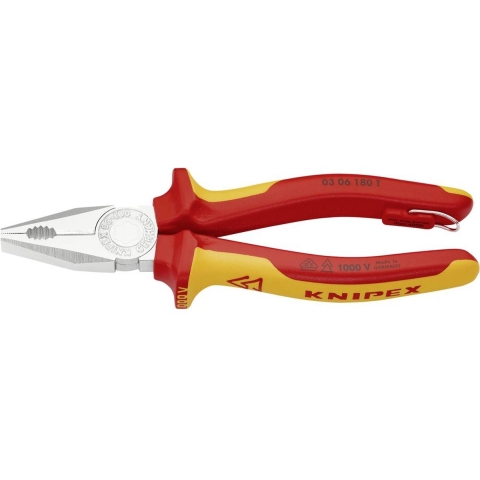 Knipex Combinatietang | lengte 180 mm | meercomponenten mantels | verchroomd VDE | 1 stuk - 03 06 180 T - 03 06 180 T
