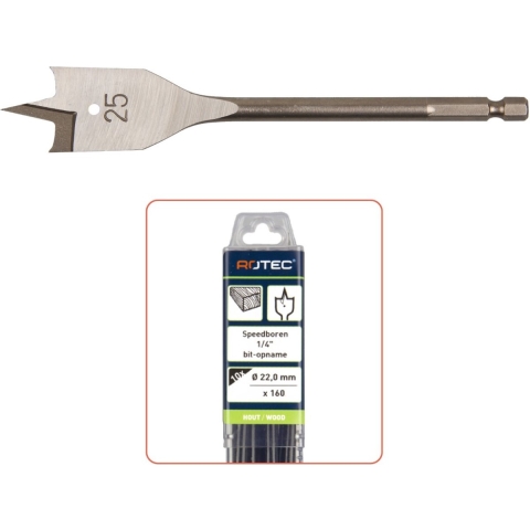 Rotec Speedboren met 1/4" bit-aansluting 20,0x160 mm (VPE 10) - 2302001