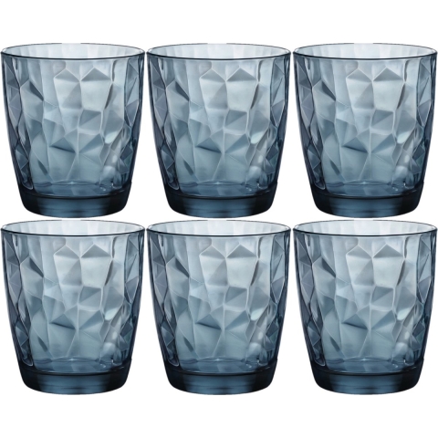 Bormioli Rocco Waterglazen Diamond - Blauw - 390 ml - 6 stuks