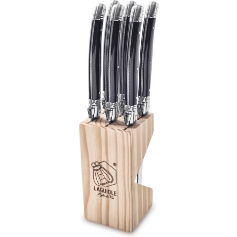 Laguiole Style de Vie Steakmessen Premium Line Zwart - 6 stuks