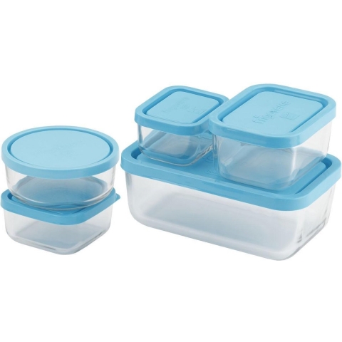 Bormioli Rocco Vershoudbakjes Frigoverre - Glas - Blauw 5-Delig