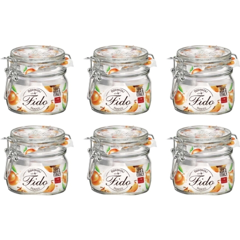 Bormioli Rocco Weckpot Fido - 10 x 10 cm / 500 ml - vierkant - 6 stuks