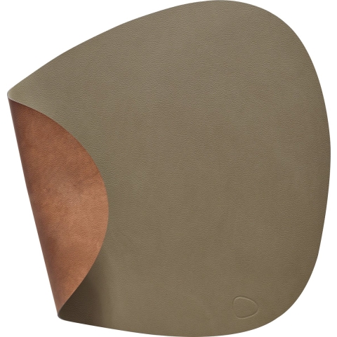 LIND DNA Placemat Nupo - Leer - Army Green / Nature - dubbelzijdig - 44 x 37 cm