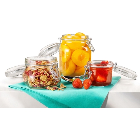 Bormioli Rocco Weckpotten Fido - 11 x 11 cm / 1 liter - vierkant - 4 stuks