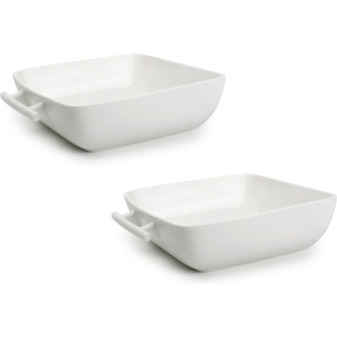 BonBistro Ovenschaal Yong Squito - 19 x 19 x 6 cm / 1.4 Liter - Wit - 2 stuks