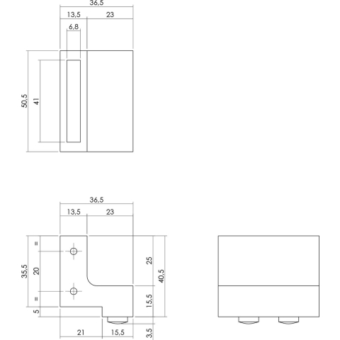 Intersteel | Set van 2 stoppers tbv schuifdeursysteem | Incl. bevestiging | Mat Zwart