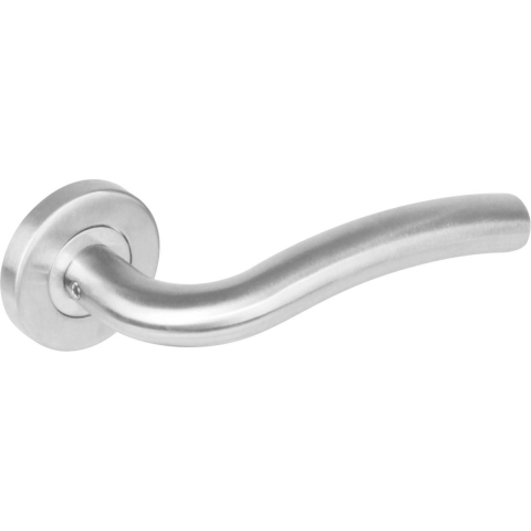 Deurkruk Lisa op Geveerde Stalen Rozet met Nokken Ø53X8MM RVS EN1906/4