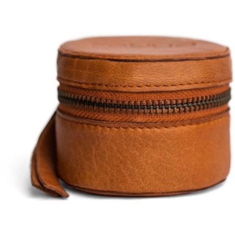 MUUD Helsinki Whisky - Handgemaakt leren ronde kubus voor handwerk accessoires 5.5x7.5cm
