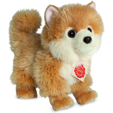 Knuffeldier Dwerg keeshond - zachte pluche stof - premium kwaliteit knuffels - lichtbruin - 22 cm -