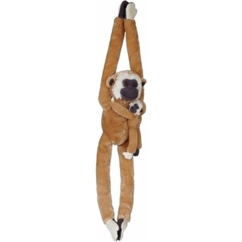 Pluche gibbon aap - met baby - knuffel - 84 cm - apen - knuffeldier - zoogdieren - voor kinderen -