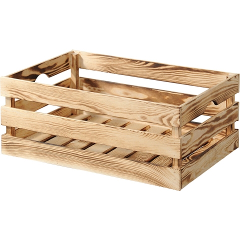 Fruitkisten opslagbox - old look - lichtbruin - hout - L58 x B39 x H24 cm -