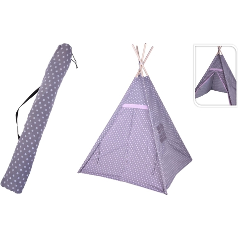Tipi speeltent voor kinderen 103 x 160 cm - grijs - sterren -