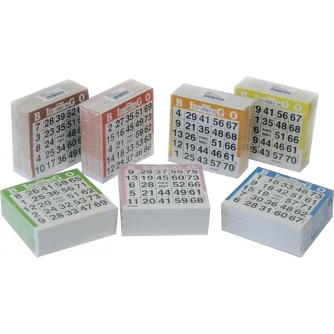 5x Bingo kaarten 1-75 gekleurd -