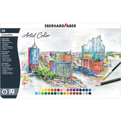 Eberhard Faber EF-516036 Aquarelpotlood Metalen Etui A 36 Stuks