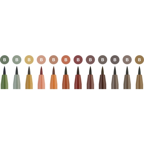 Faber Castell FC-267422 Tekenstift Faber-Castell Pitt Artist Pen Brush Set 12 Stuks Earth Tones