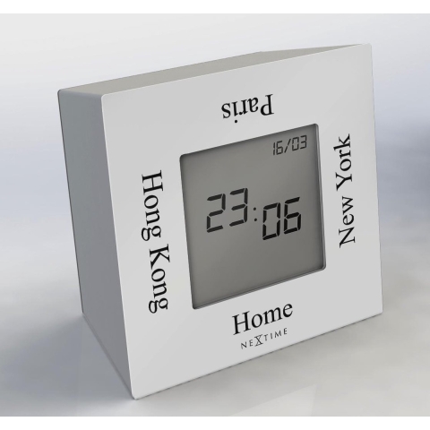 NeXtime NE-5190WI Alarmklok 7,4x4x7,4cm Metaal, Wit, &apos;Turn4Time&apos;