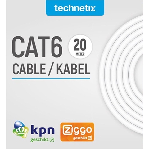 Technetix TN-CAT6-IH-20M Cat6 Utp Netwerkkabel Rj45 (8/8) Male - Rj45 (8/8) Male 20 M Wit