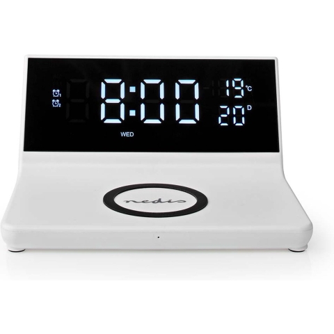 Nedis WCACQ20WT Wekker met Draadloze Lader Qi Wit