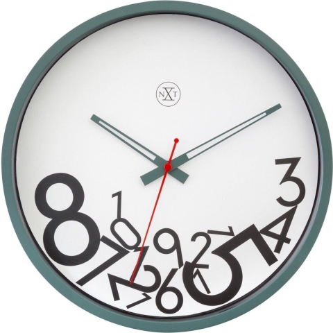 NeXtime NX-7364GN Stille Wandklok - 30cm - Grappig Design - NXt By - "Dropped Nummers"