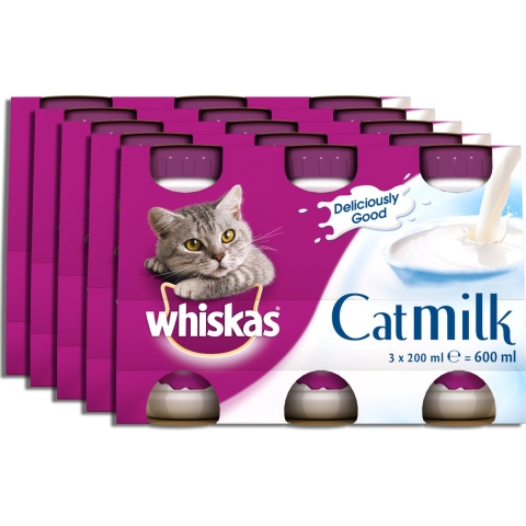 15x Whiskas Kattenmelk Flesje 200 ml