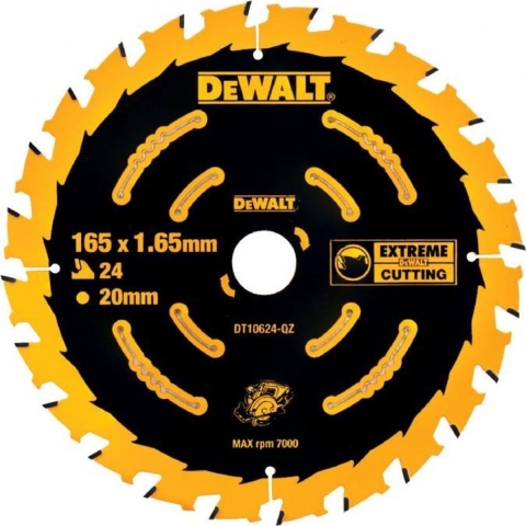 DeWALT DT10624 Extreme Cirkelzaagblad - 165 X 20 X 24T - Hout (Met Nagels)