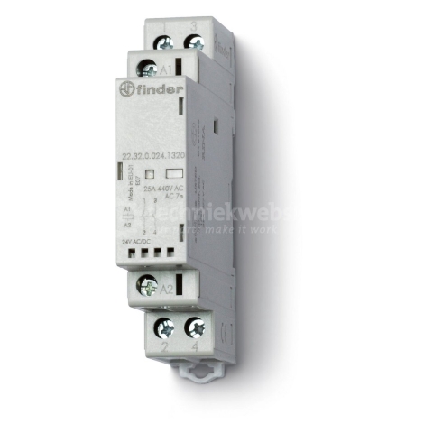 Finder 22.32.0.024.4520 Contactor 1x NO, 1x NC 24 V/DC, 24 V/AC 25 A Tray 1 stuk(s)