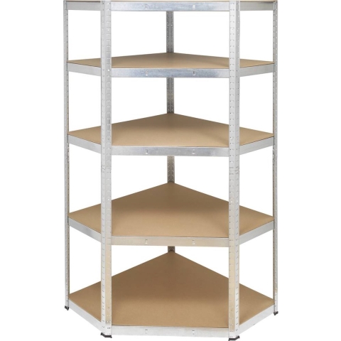 TOOLCRAFT KPW77 Stellingkast hoekmodule 175 kg (b x h x d) 700 x 1800 x 700 mm Metaal, MDF Verzinkt, Zilver Hout