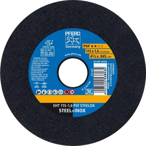 PFERD PSF STEELOX 61730121 Doorslijpschijf recht 115 mm 25 stuk(s) RVS, Staal