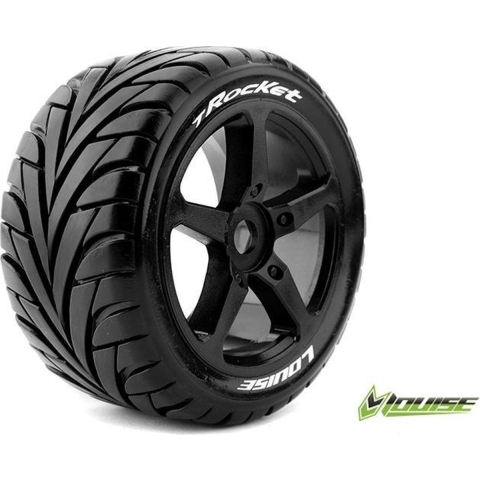 Louise T-ROCKET Soft banden op zwarte velgen voor 1/8 Truggy - 0 offset
