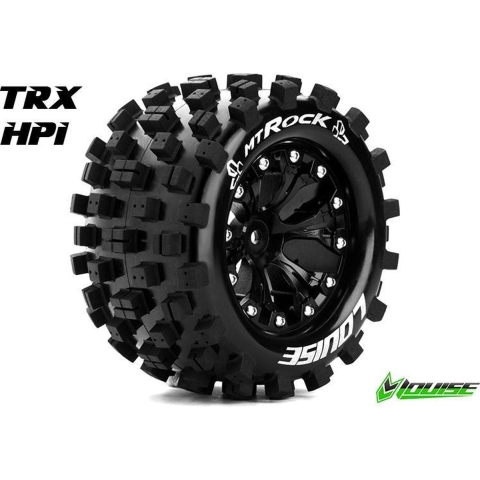 Louise MT-Rock Banden Set - 2.8" Velgen Zwart - 1/2" Offset - Hex 12mm (electro 2WD: FR, electro 4x4: FR/RR, nitro 2WD RR)