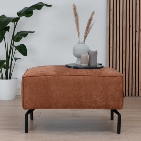Bronx71 Hocker Kansas stof gemêleerd terracotta