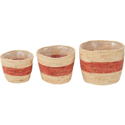 J-Line Set Van 3 Mand Streep Maïs Naturel|Rood