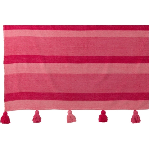 J-Line Plaid Strepen+Kwastjes Katoen Roze