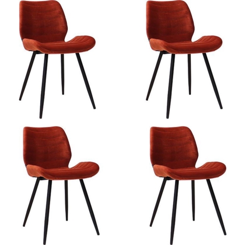 Bronx71 Velvet eetkamerstoel Toby koper - Eetkamerstoelen set van 4