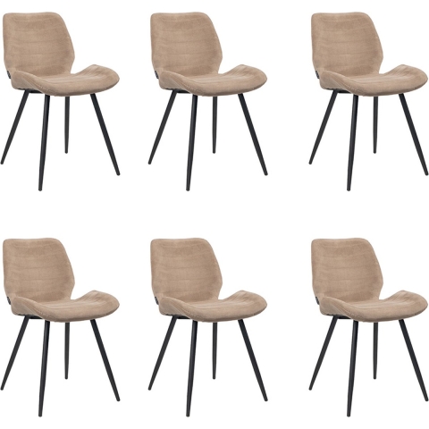 Bronx71 Velvet eetkamerstoel Toby taupe - Eetkamerstoelen set van 6